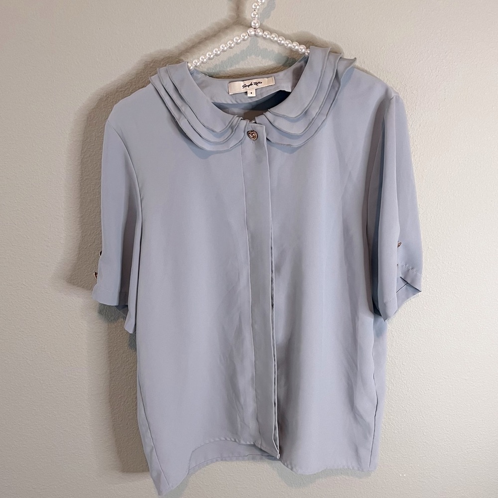 Simple Retro Darling Blue Blouse
